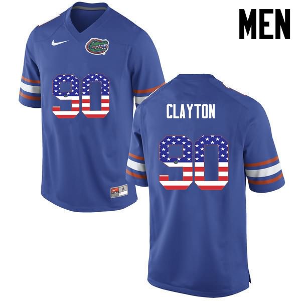 Men's NCAA Florida Gators Antonneous Clayton #90 Stitched Authentic USA Flag Fashion Nike Blue College Football Jersey LYM2765LP